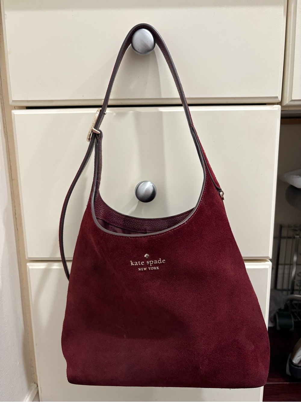 kate spade Burgundy Suede Hobo Shoulder Bag